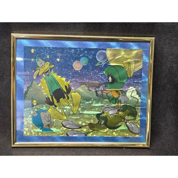 Looney Tunes Marvin The Martian Daffy Dodgers Porky K-9 Foil Reflective Picture - Picture 7 of 7